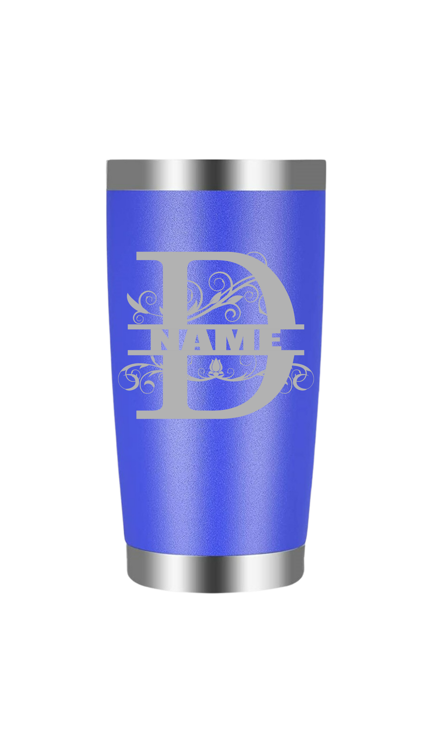 Split letter D with name tumbler