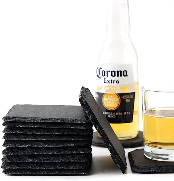 Assorted coasters: Quitters, Need a Drink, Drinks Are On Me, Need a Beer