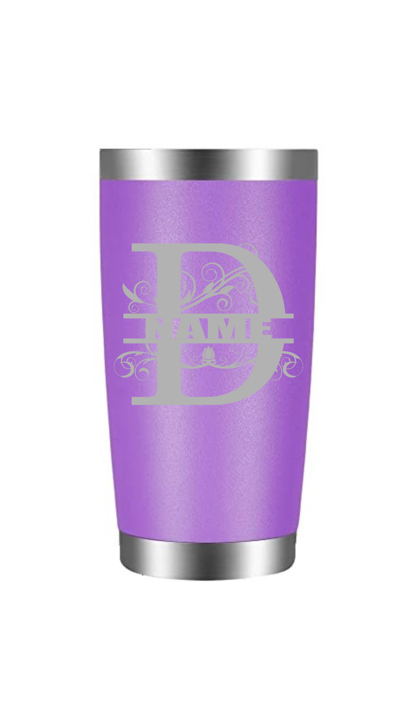 Split letter D with name tumbler