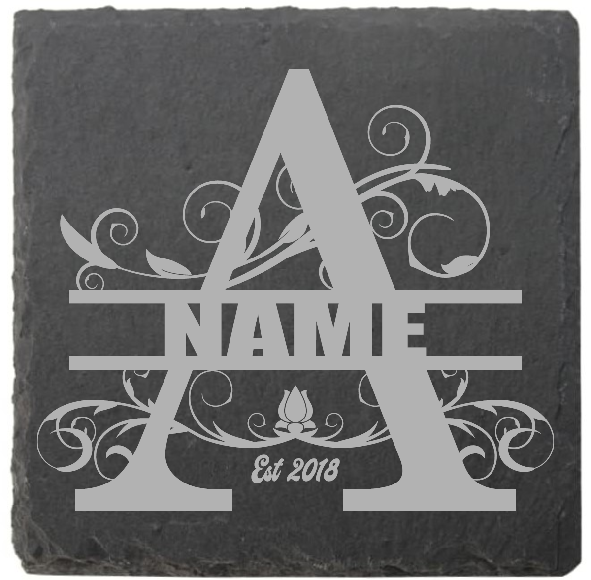 Split letter coasters with date