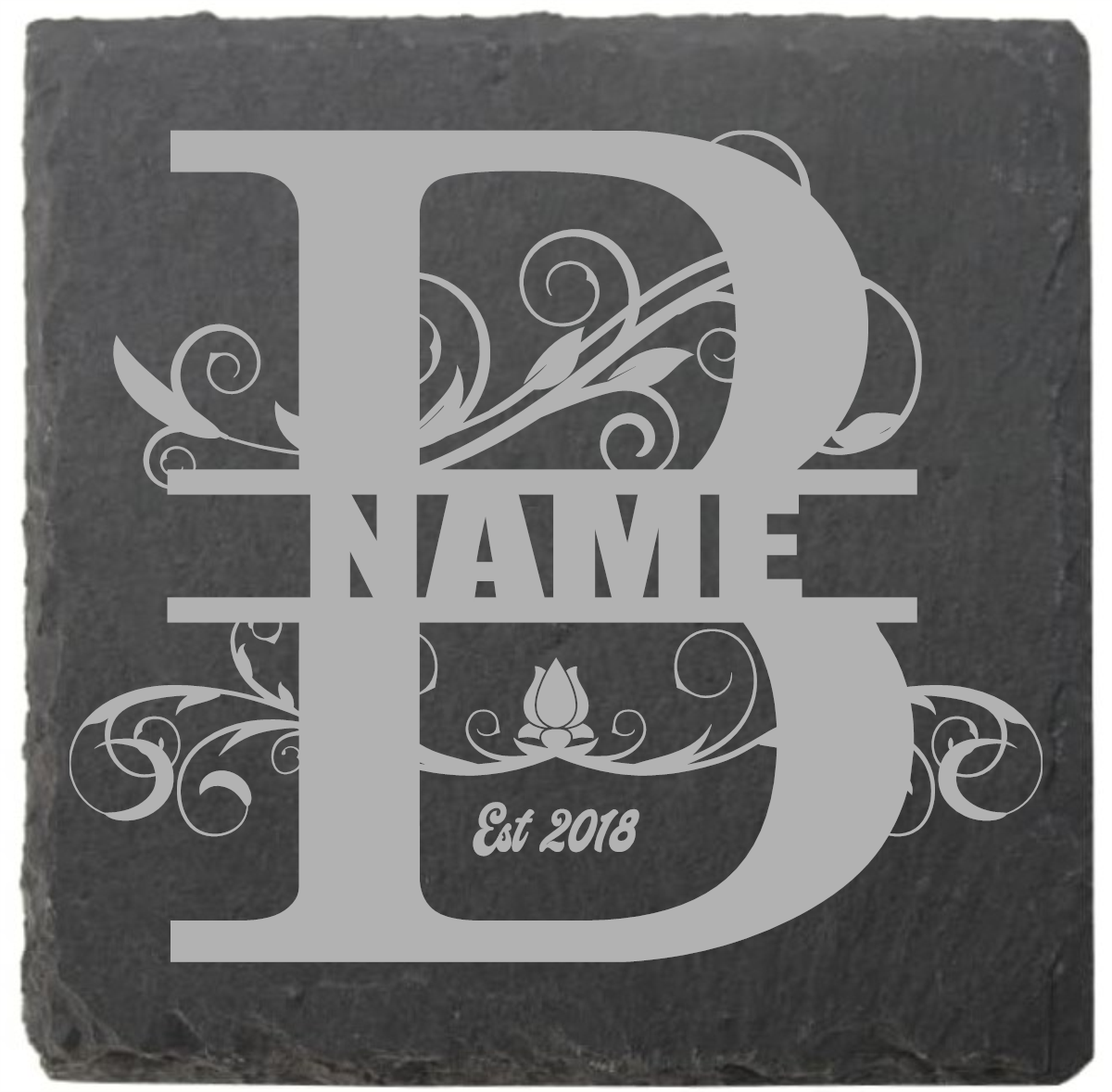 Split letter coasters with date