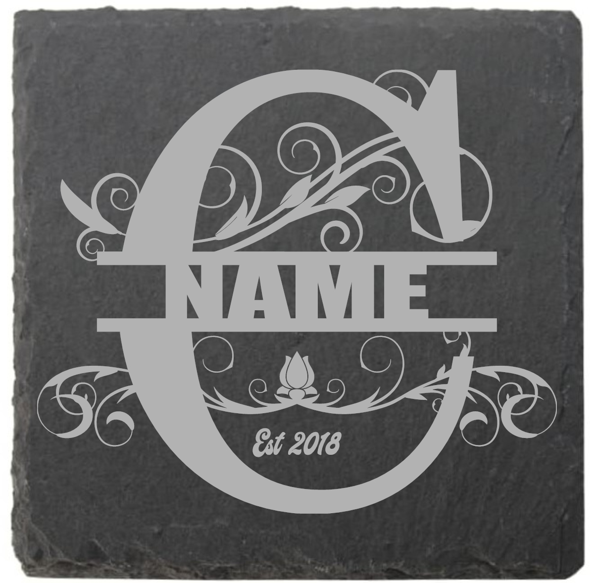 Split letter coasters with date