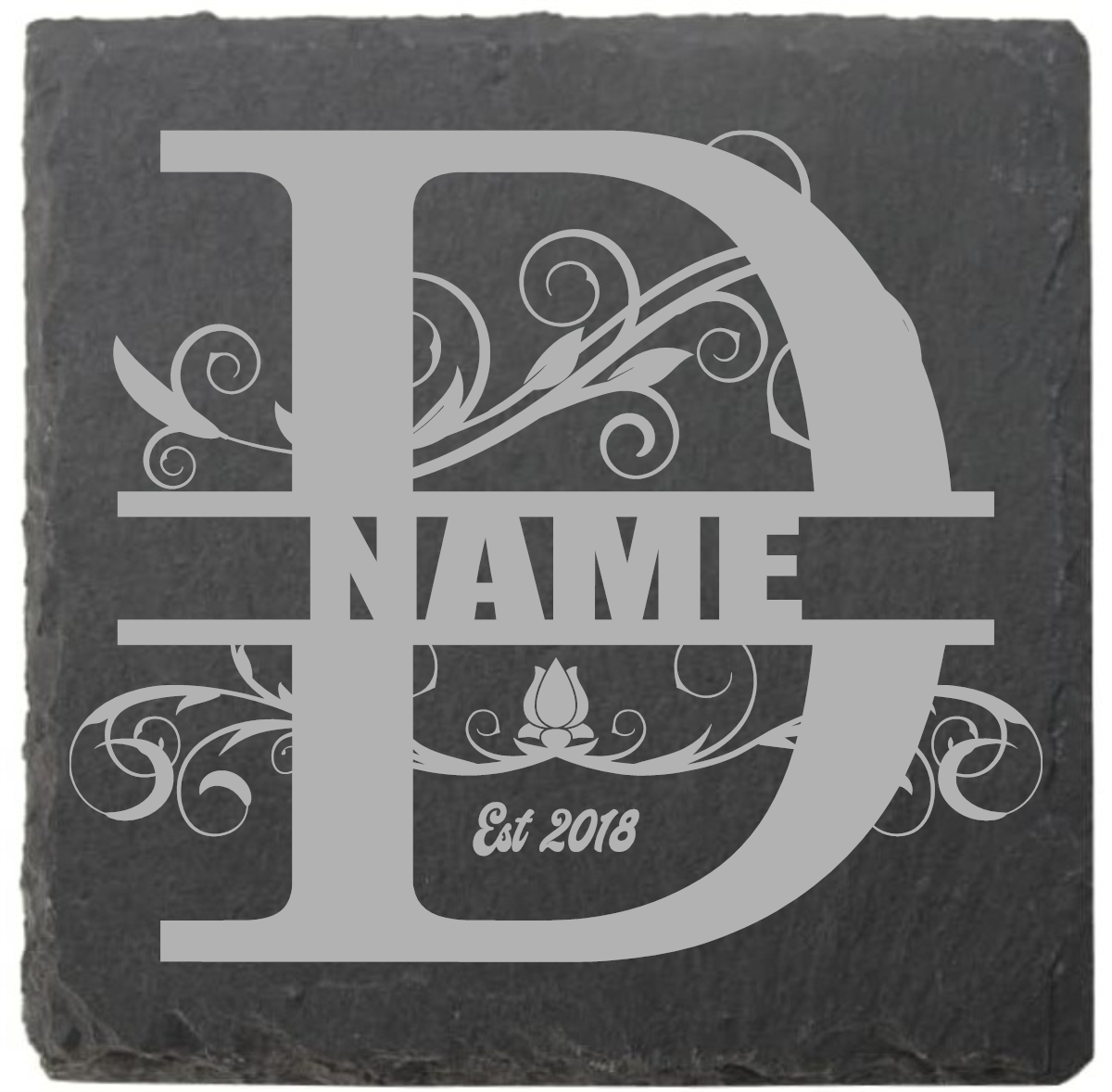 Split letter coasters with date