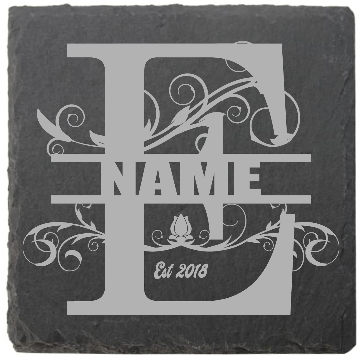 Split letter coasters with date