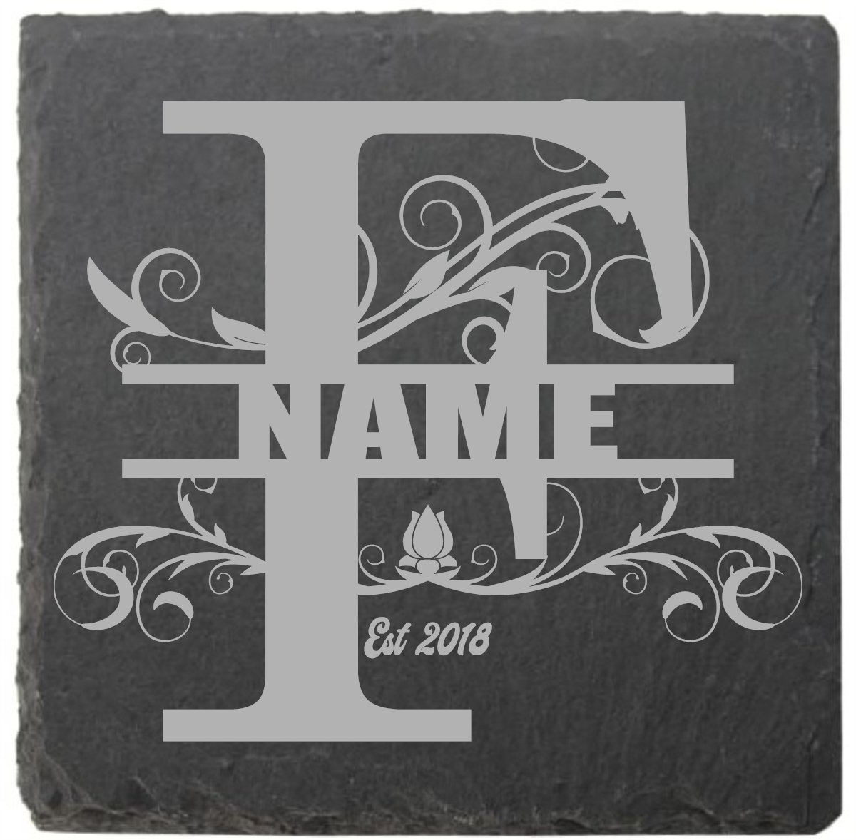 Split letter coasters with date