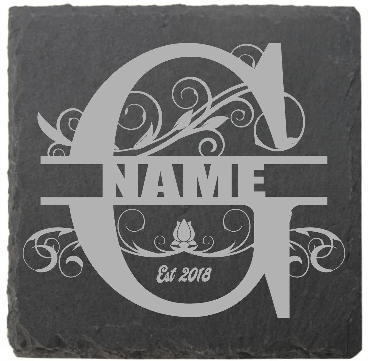 Split letter coasters with date