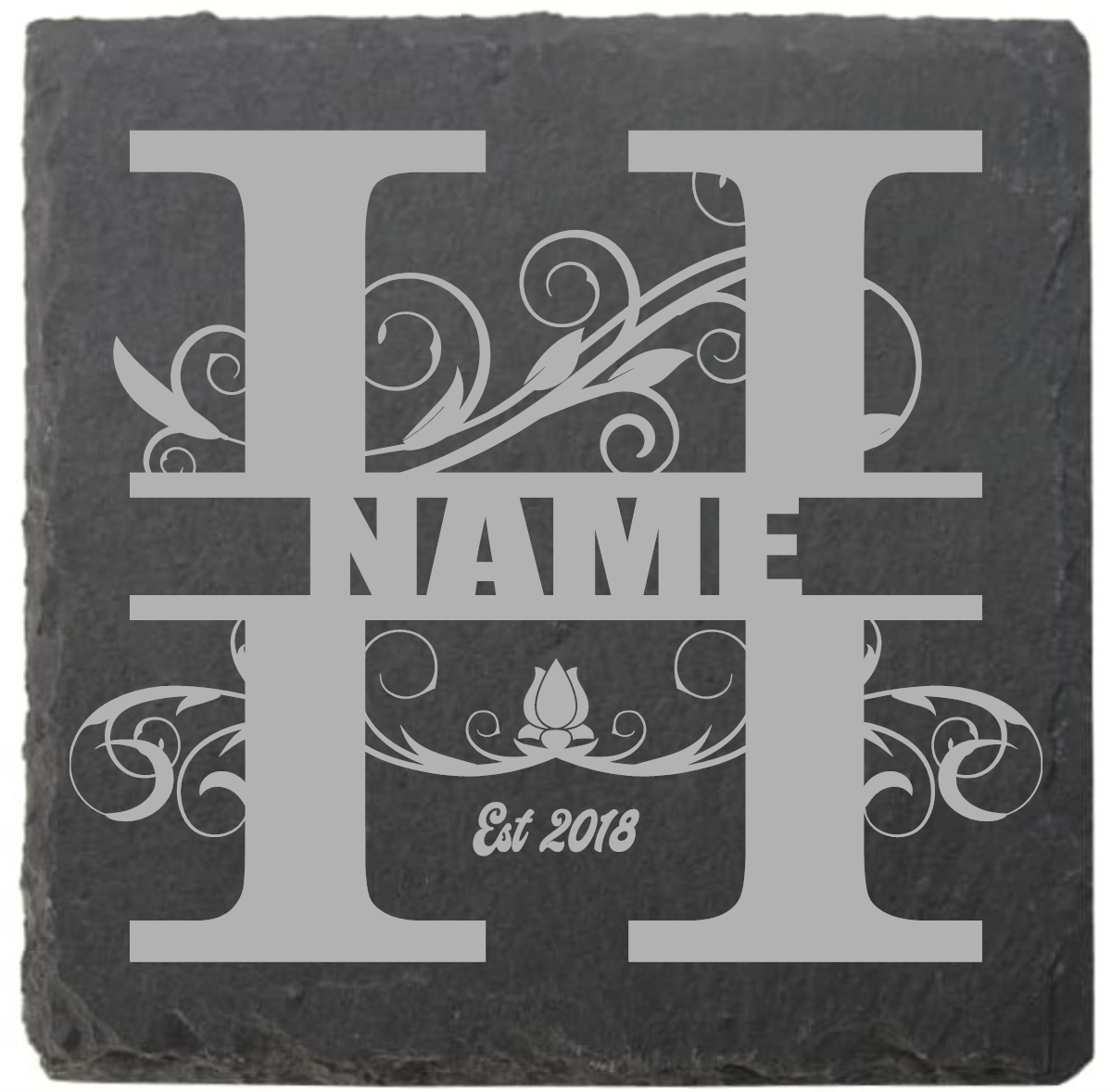 Split letter coasters with date