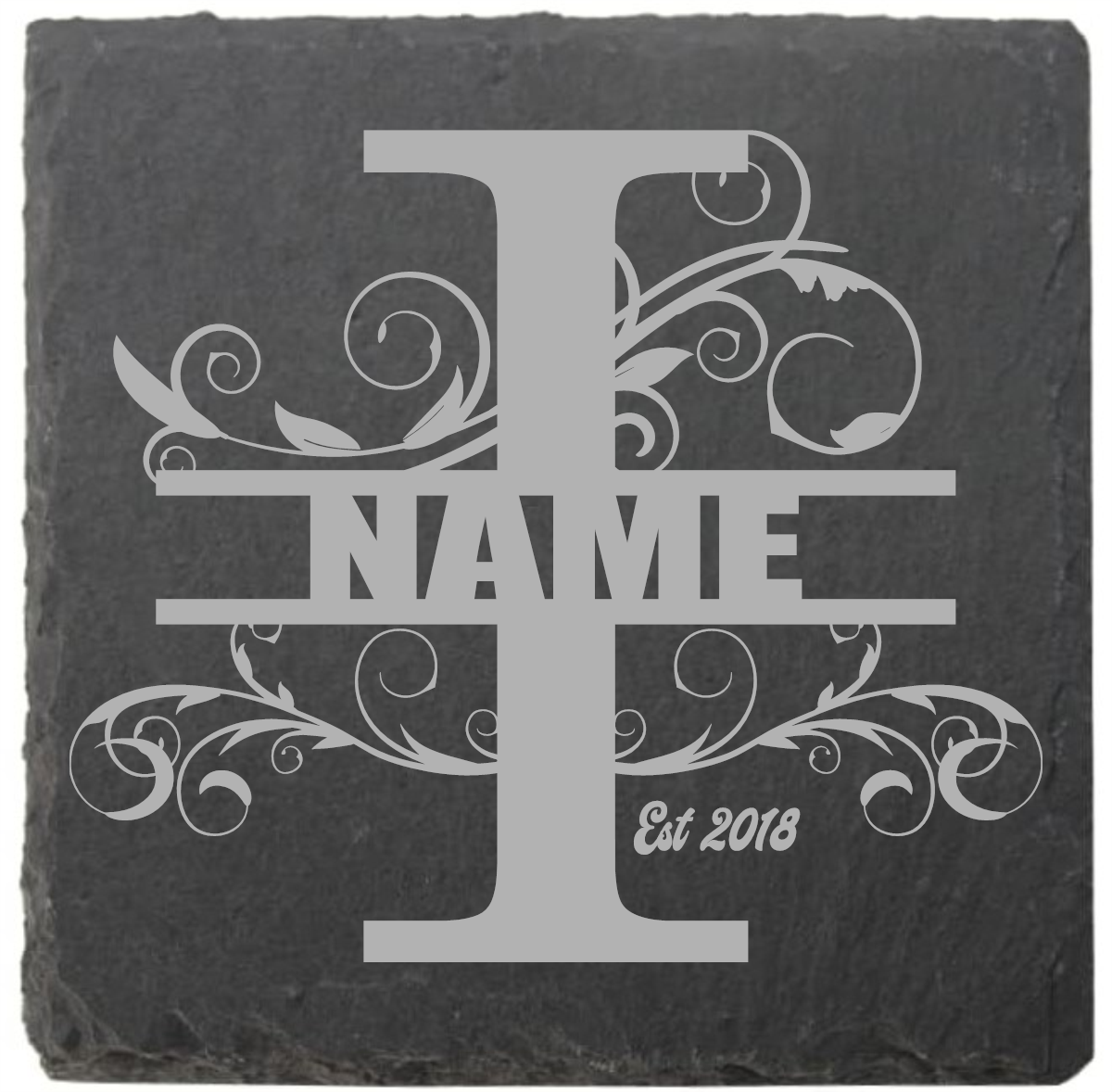 Split letter coasters with date