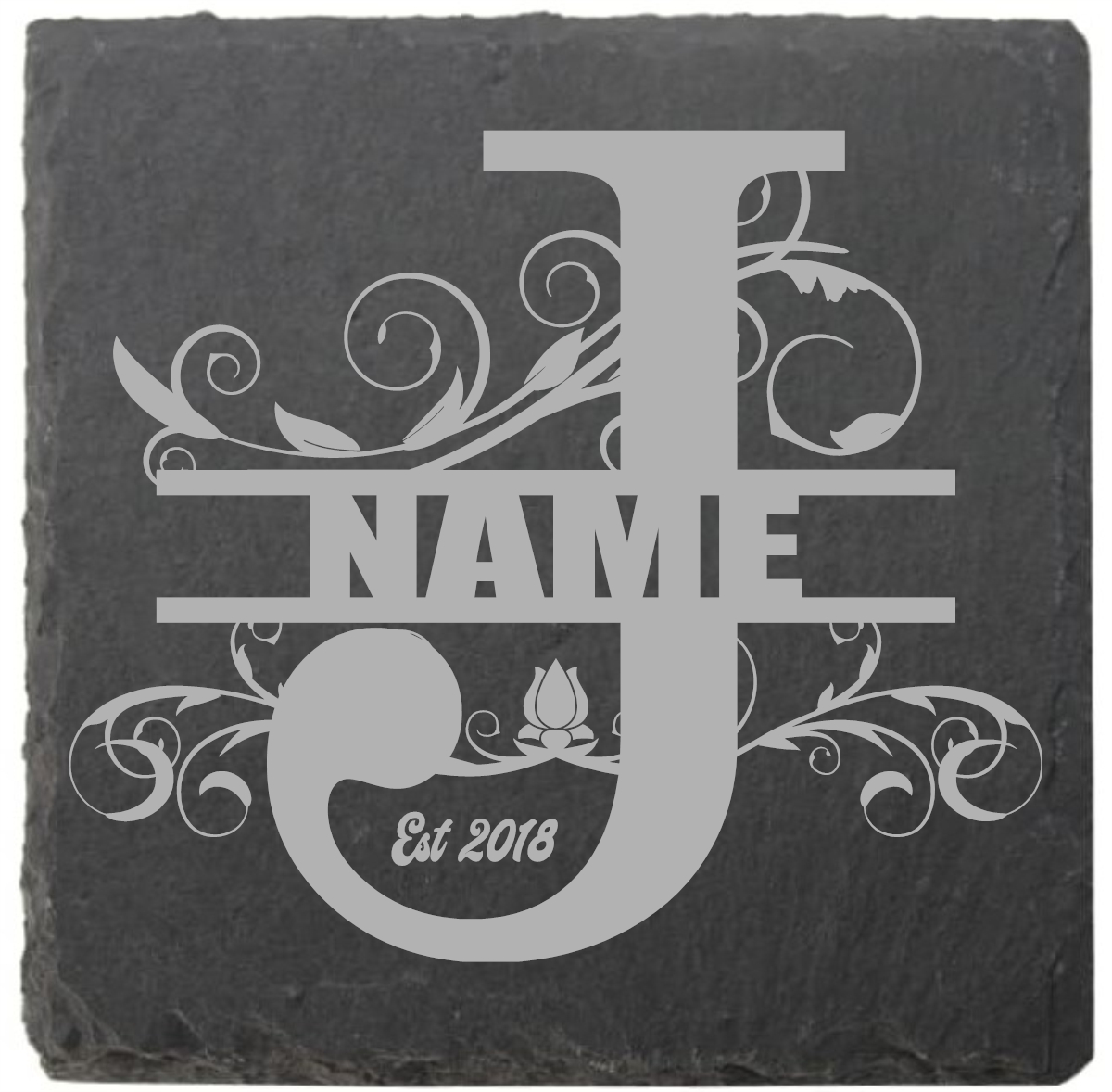 Split letter coasters with date