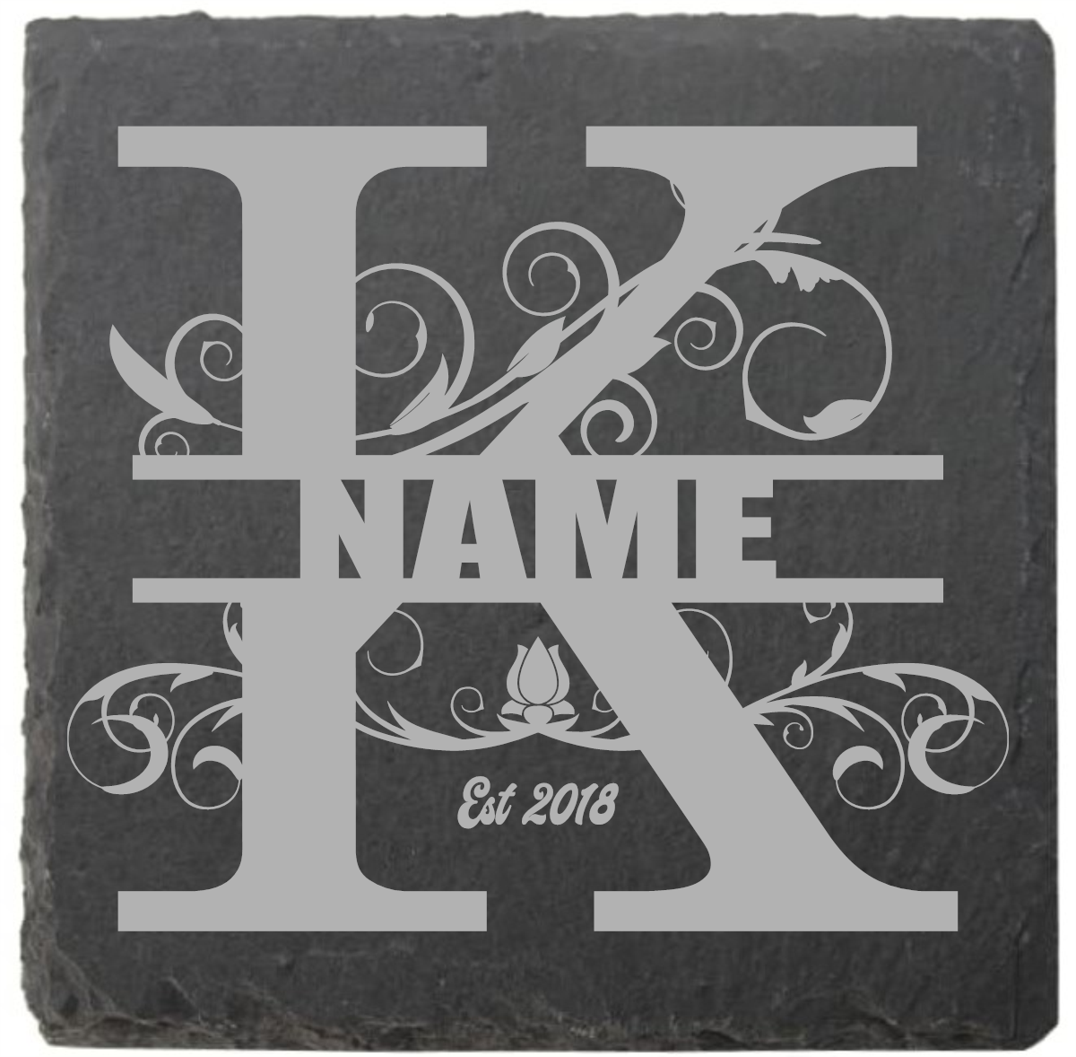 Split letter coasters with date