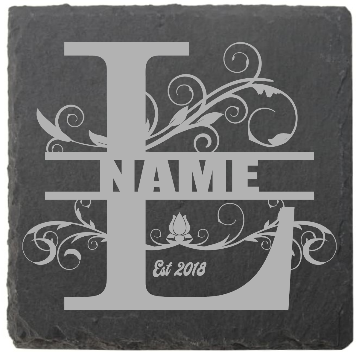 Split letter coasters with date