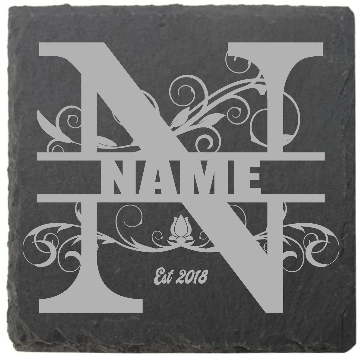 Split letter coasters with date