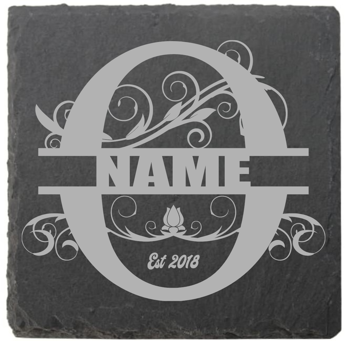 Split letter coasters with date