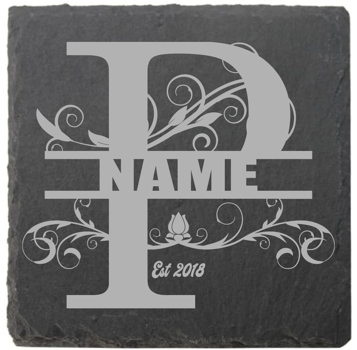 Split letter coasters with date