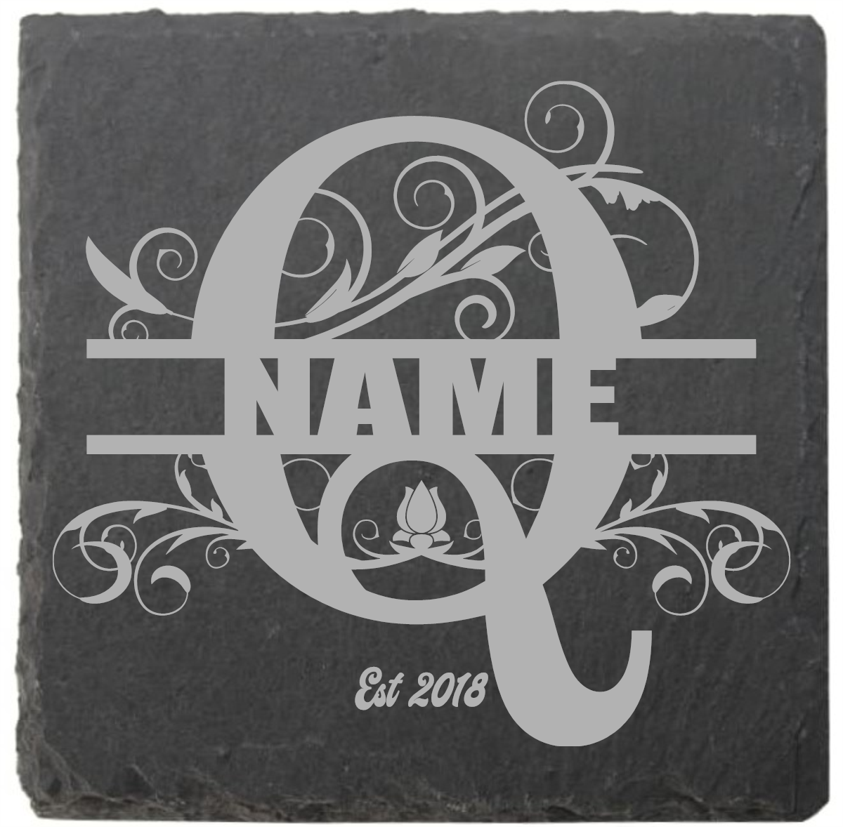 Split letter coasters with date