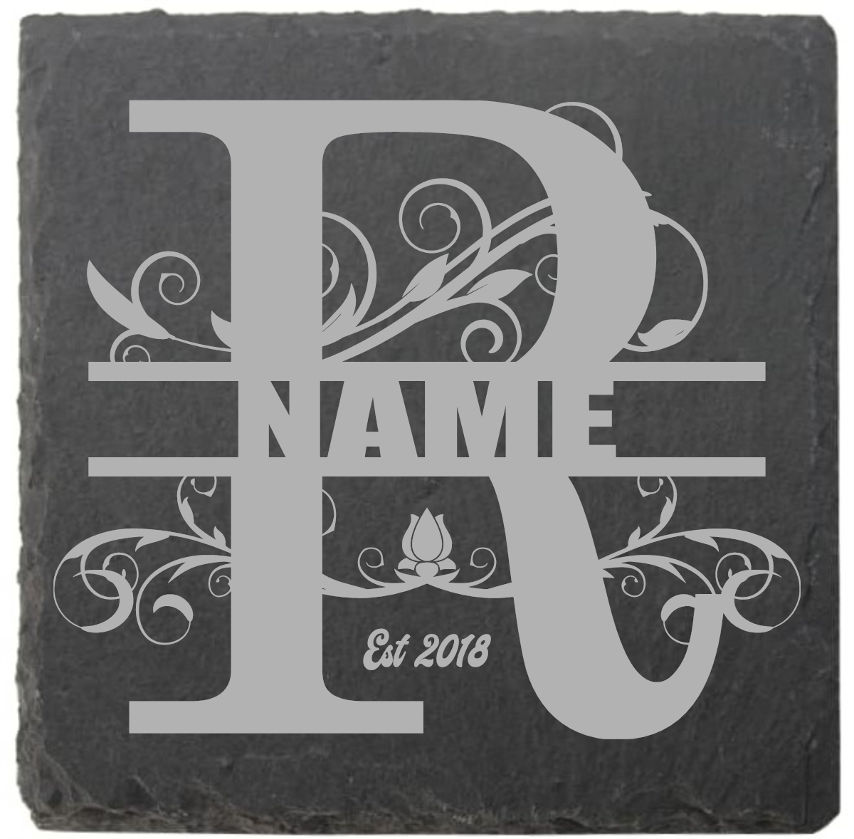 Split letter coasters with date