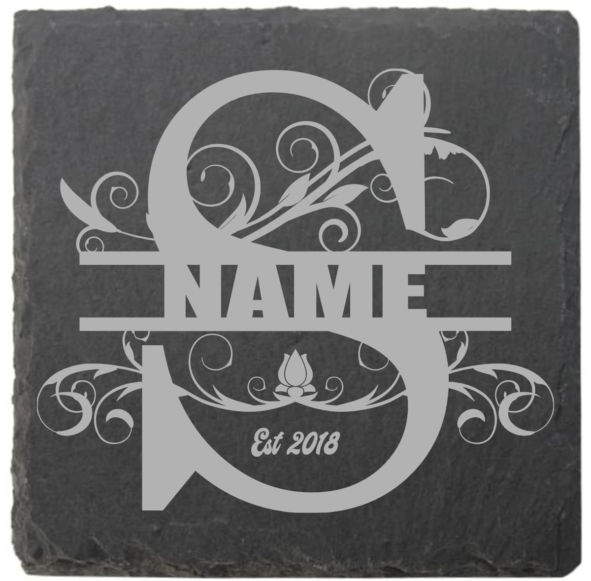 Split letter coasters with date