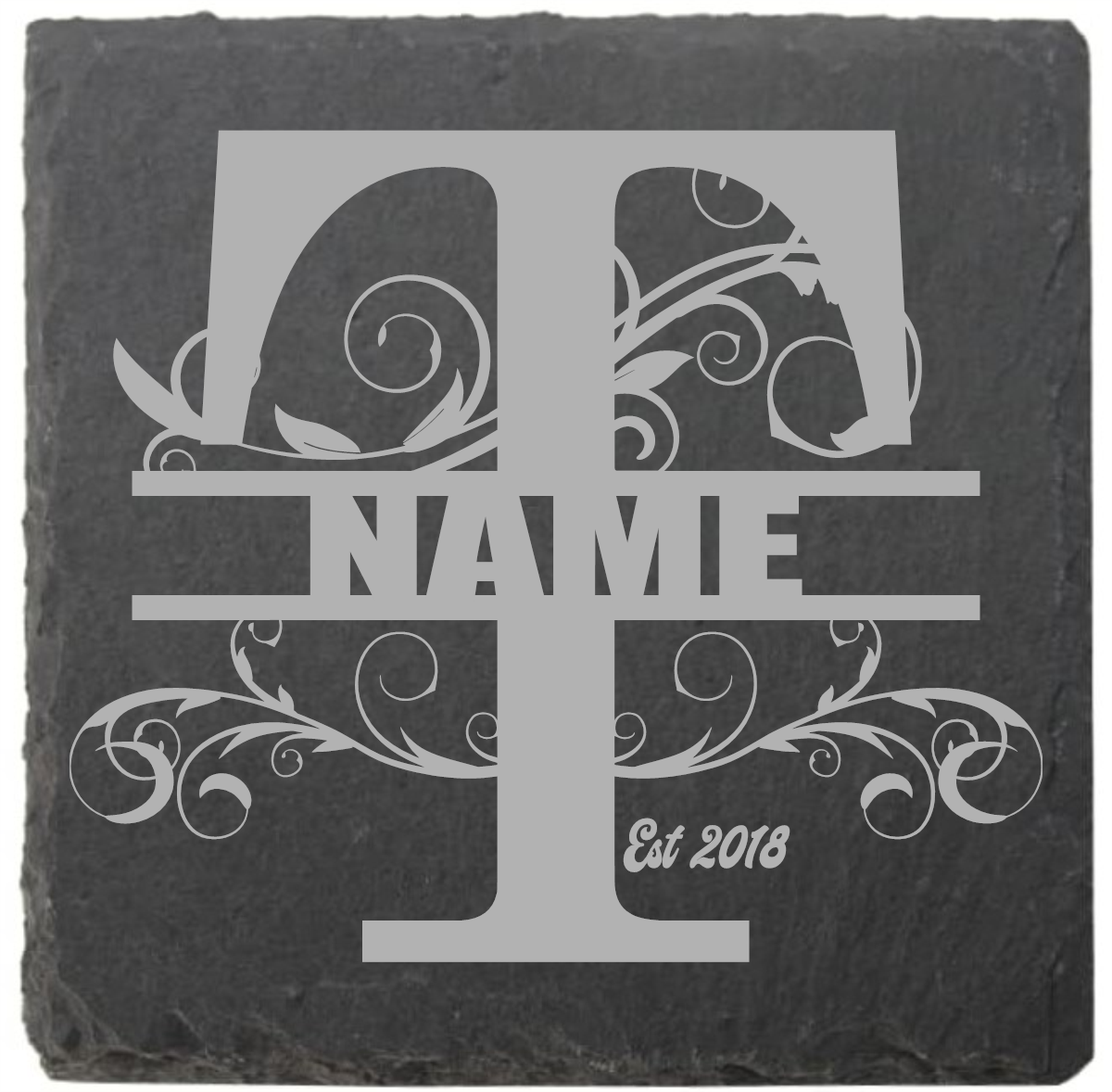 Split letter coasters with date