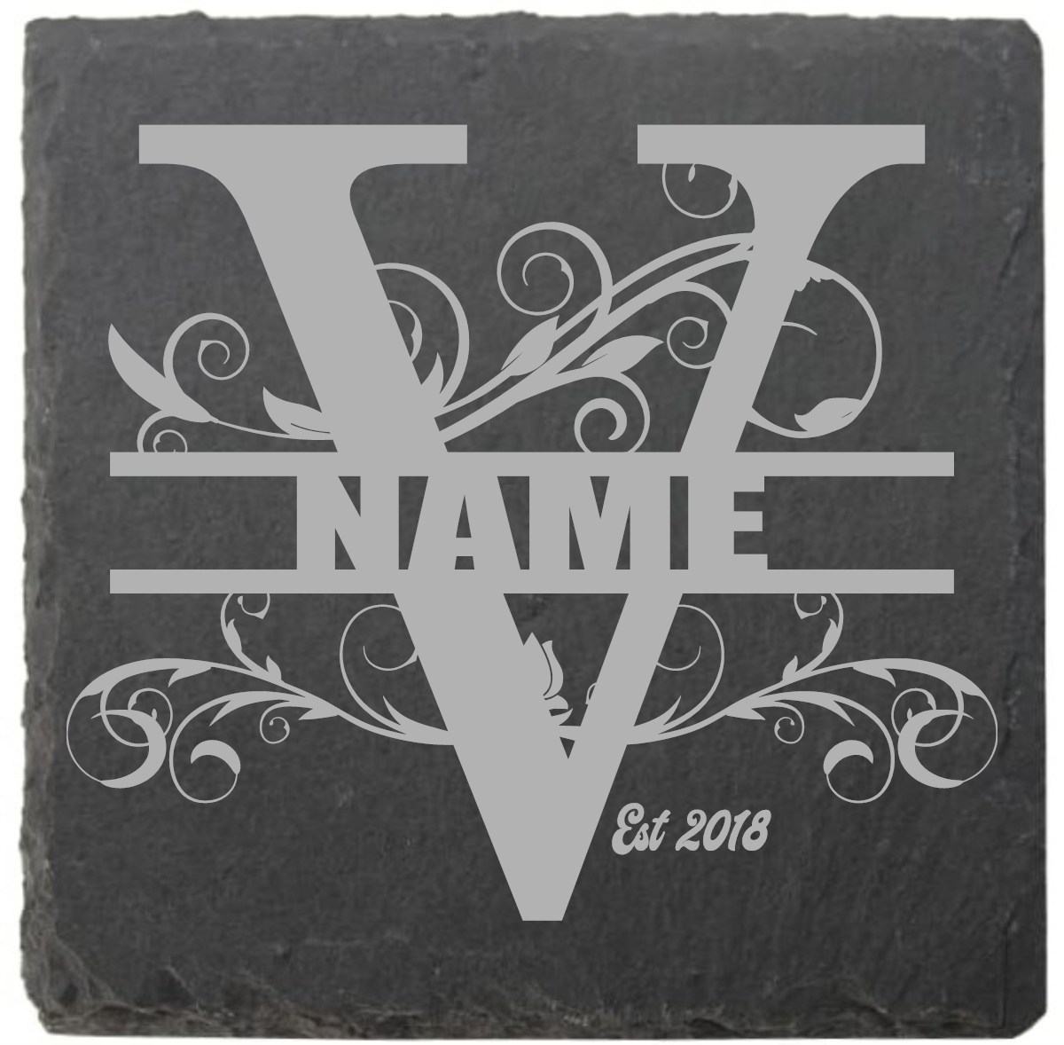Split letter coasters with date