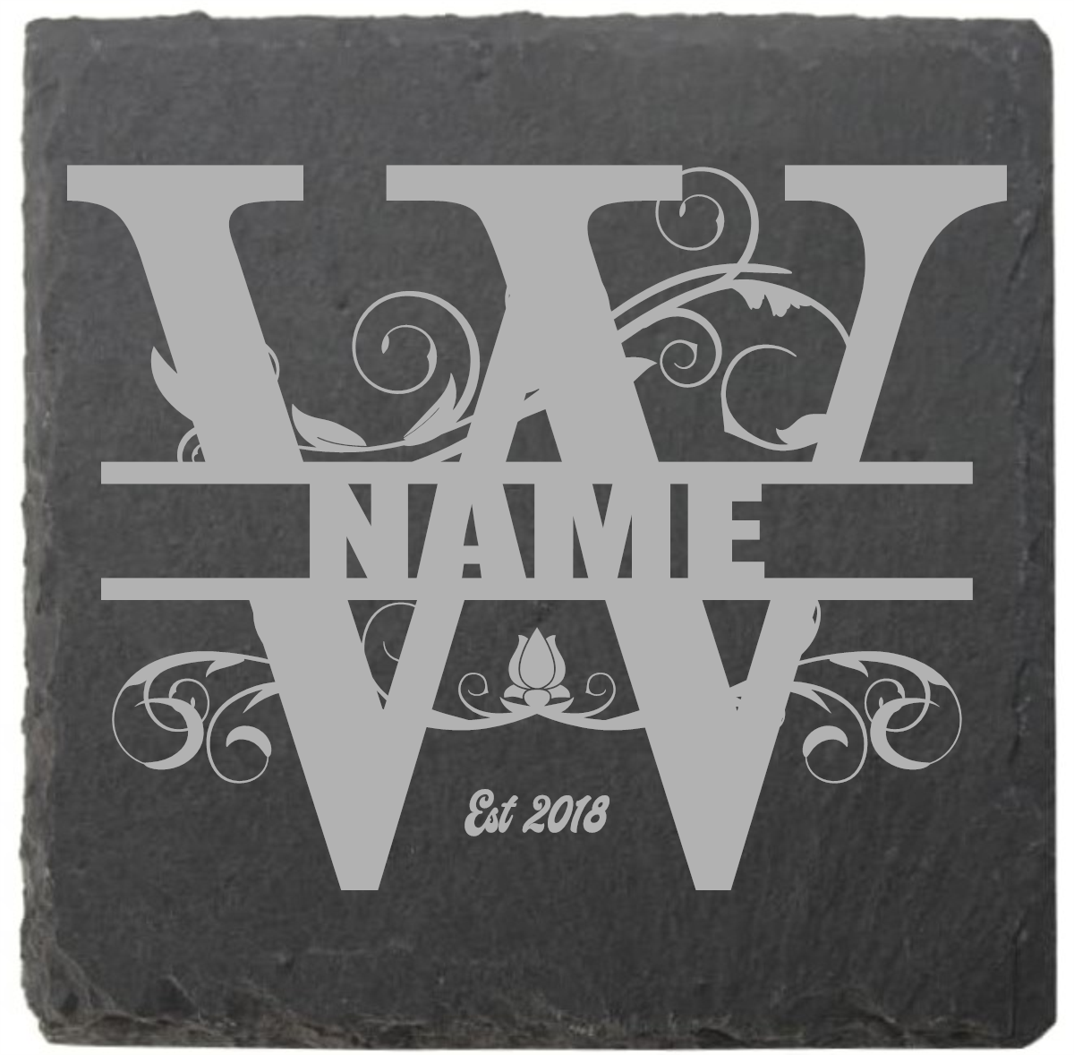Split letter coasters with date