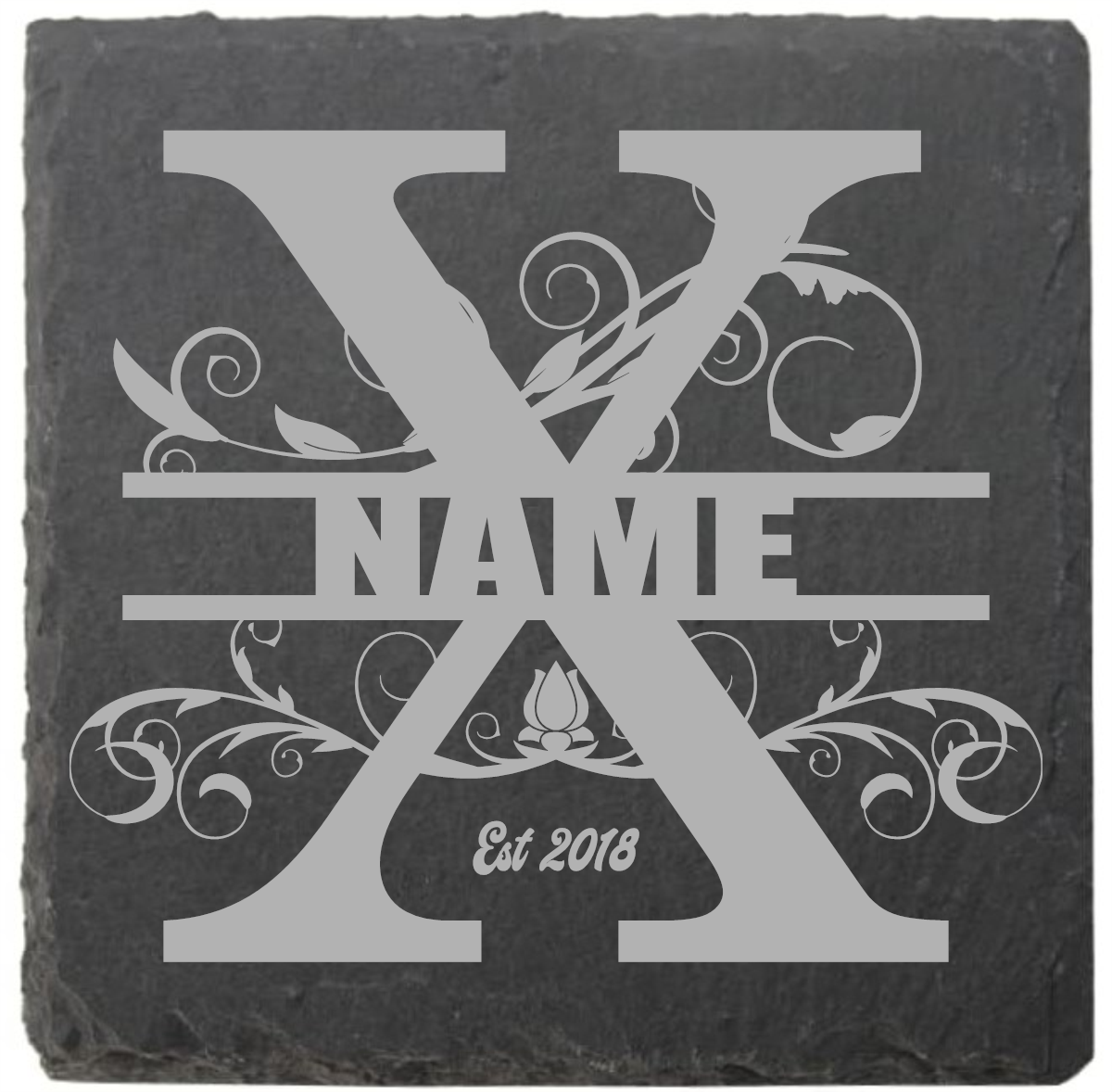 Split letter coasters with date
