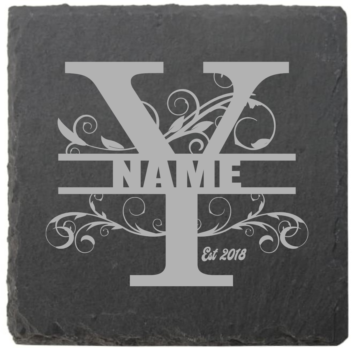 Split letter coasters with date