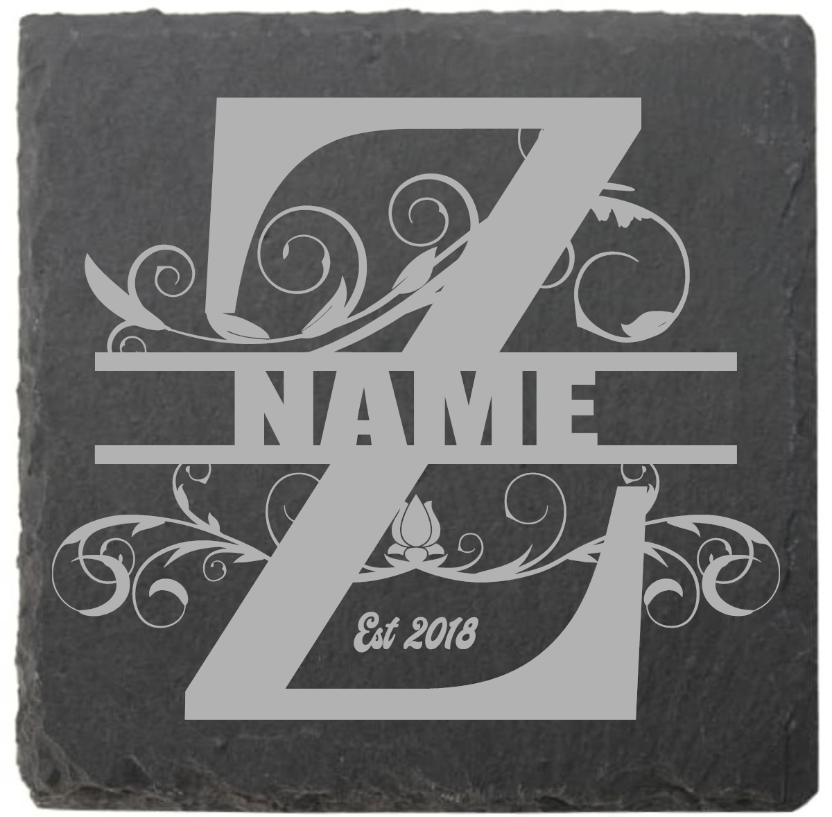 Split letter coasters with date