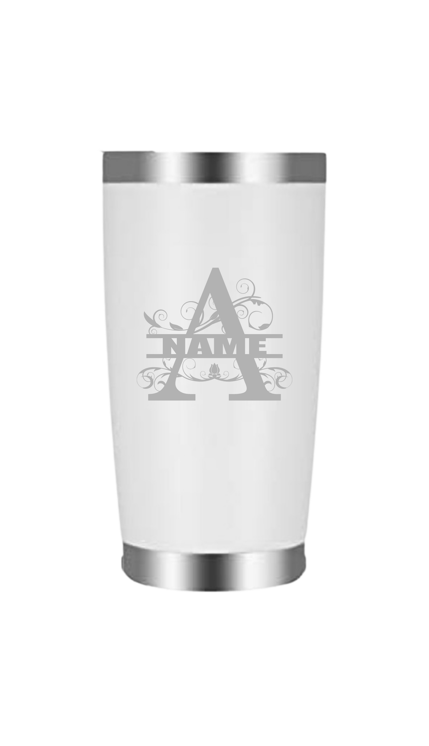 Split letter A with name tumbler
