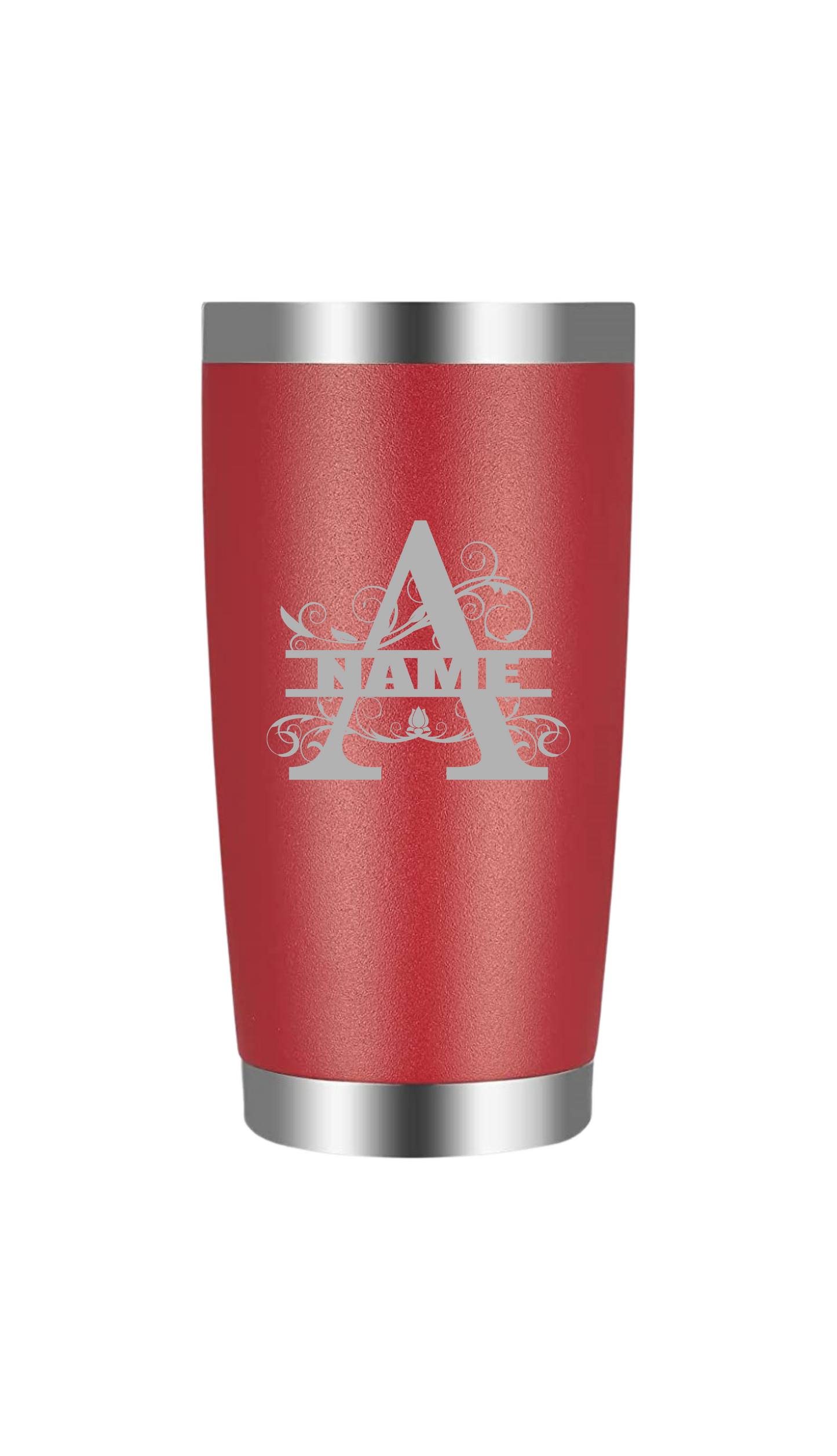 Split letter A with name tumbler