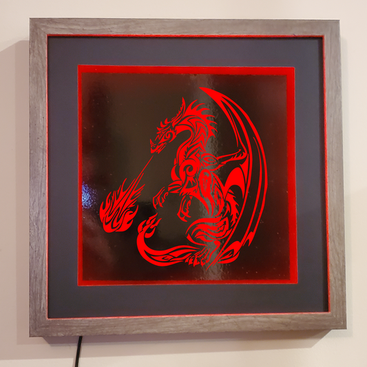 Dragon Fireball etched picture frame