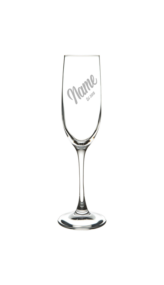 Champagne flutes with name and date