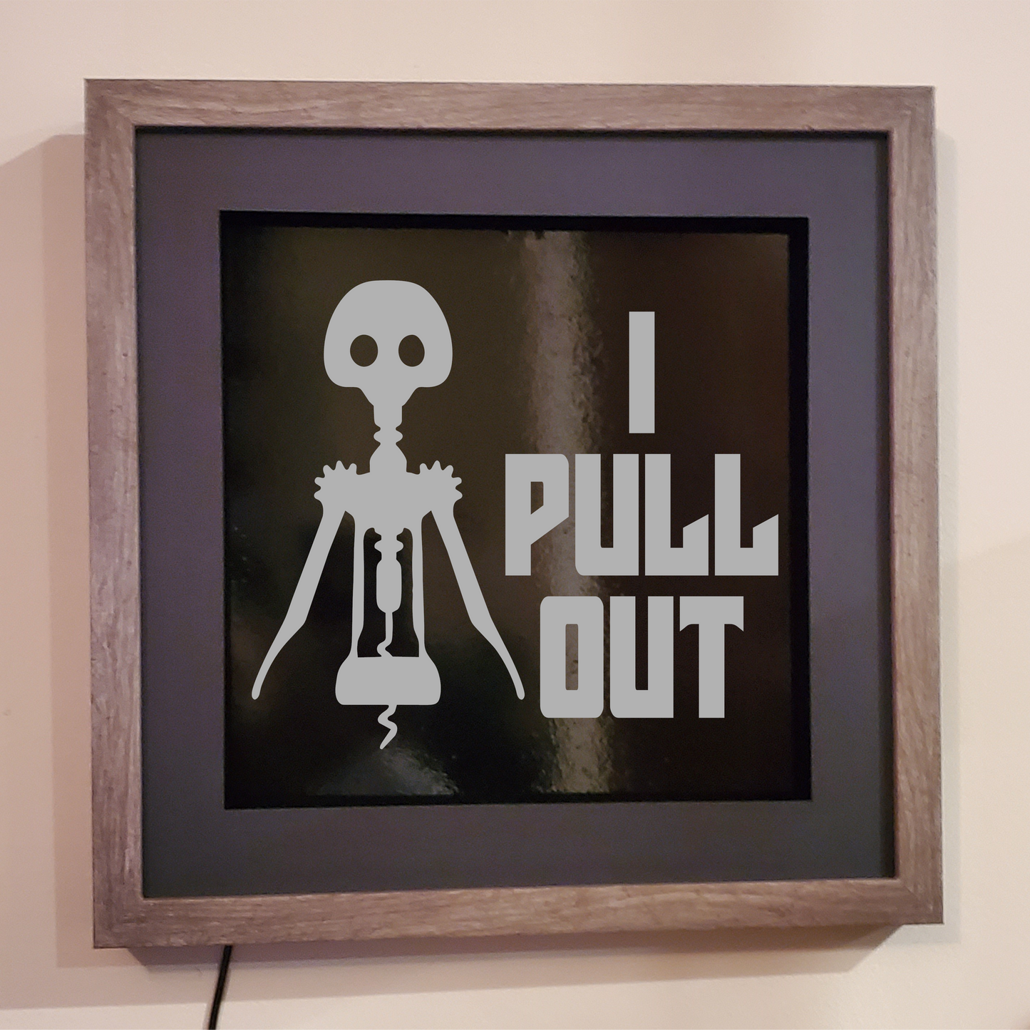 I Pull Out etched picture frame