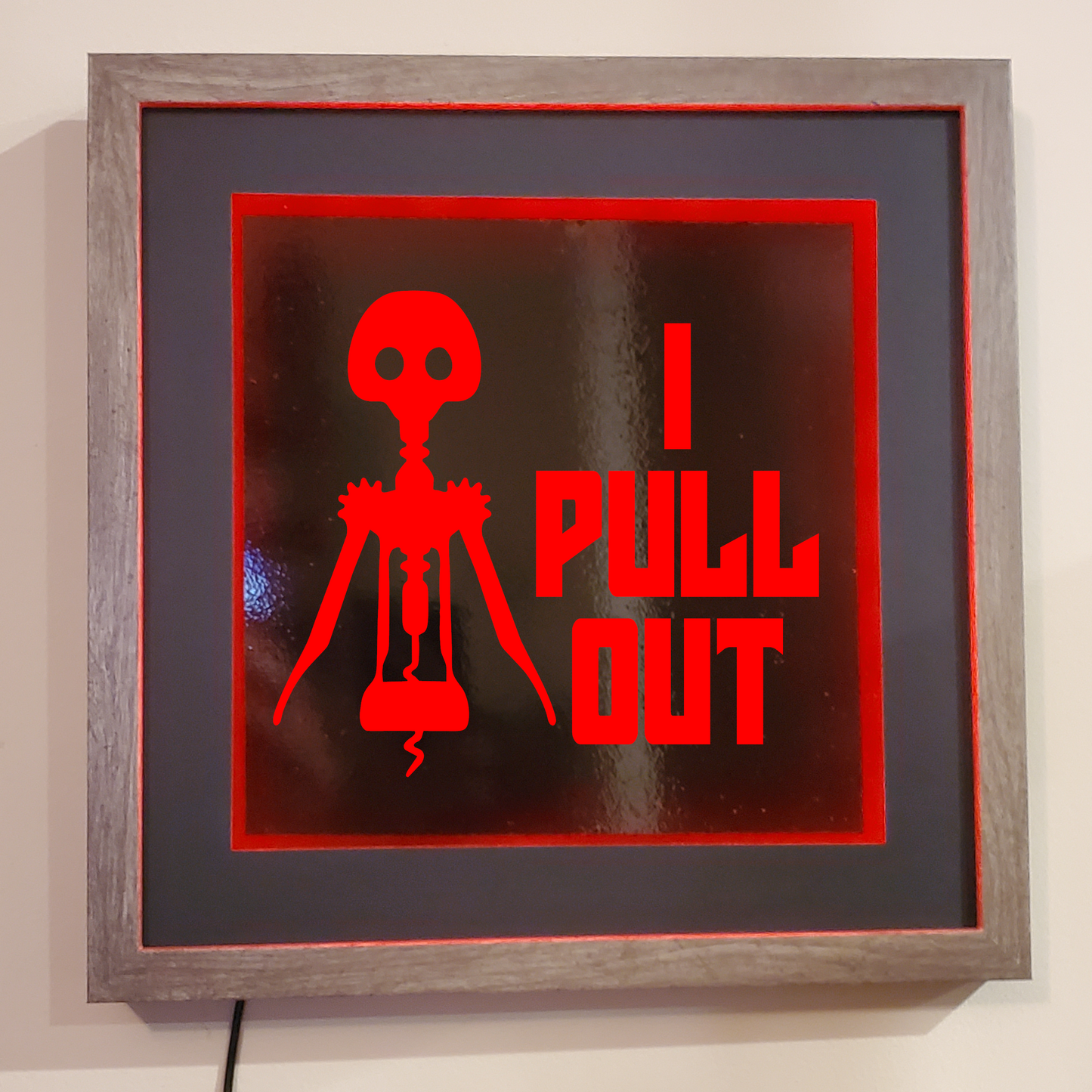 I Pull Out etched picture frame